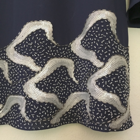 MM Couture Bell Sleeve Sequin Navy Dress - Small - Picture 4 of 6